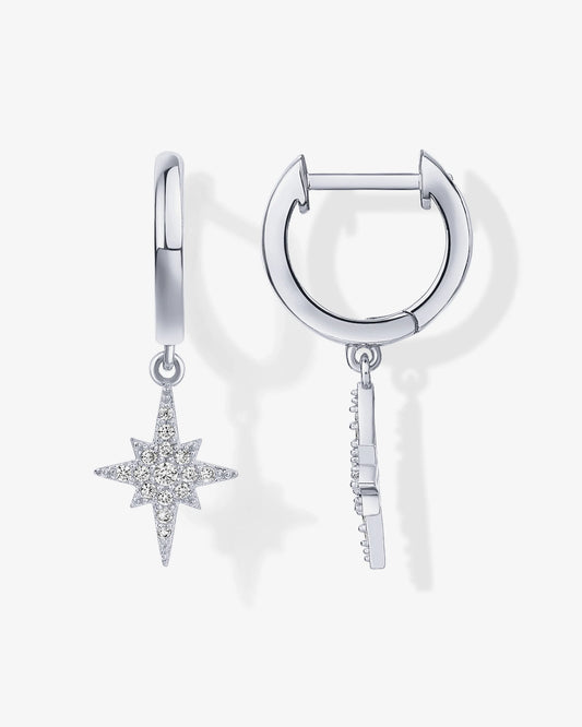 Radmohn Jewelers Celestial Huggie Star Dangle Earrings - 925 Sterling Silver