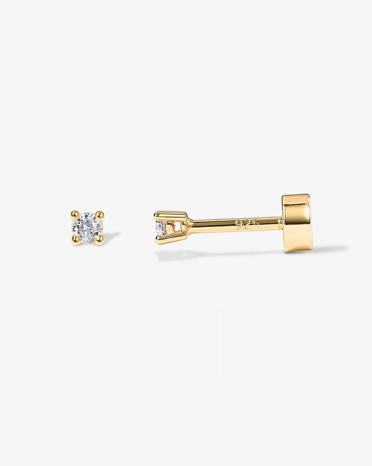Radmohn Jewelers CZ Flat Back Studs - 14K Gold Plated Screw Back Earrings