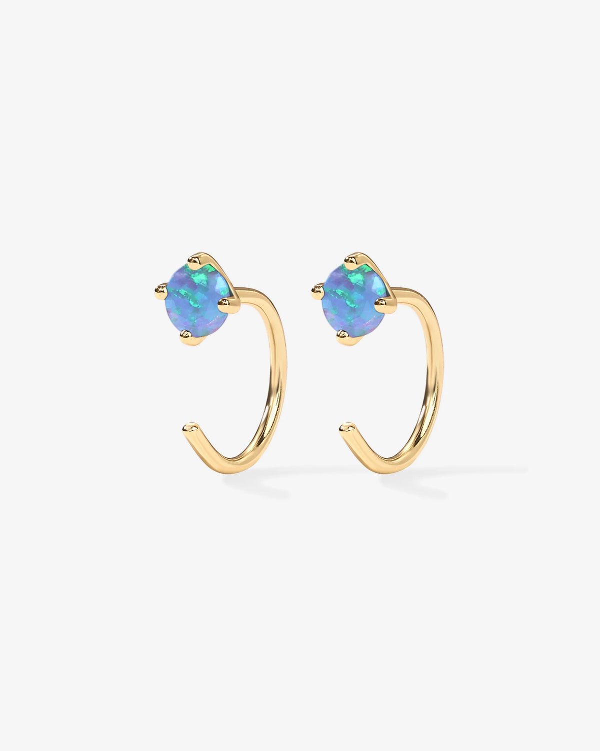Boho Colored Half Hoop Huggie Earrings - Gold & Rhodium Plated over Brass - product image