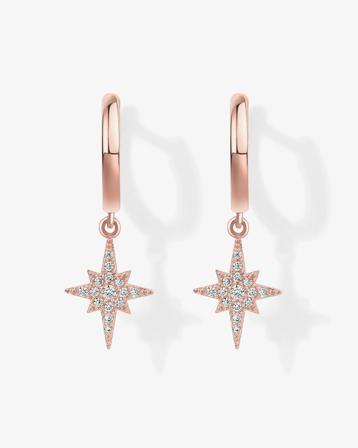 Celestial Huggie Star Dangle Earrings - Gold Plated over Brass - product image