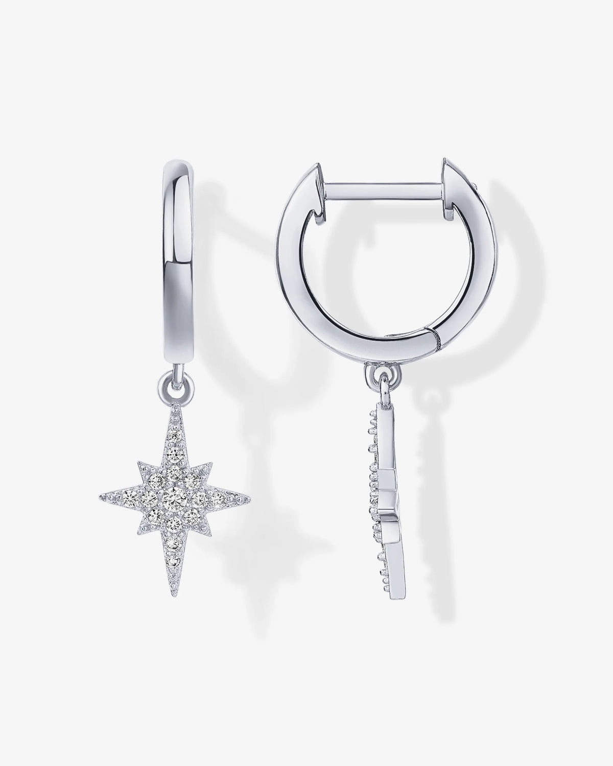 Celestial Huggie Star Dangle Earrings - Gold Plated over Brass - product image