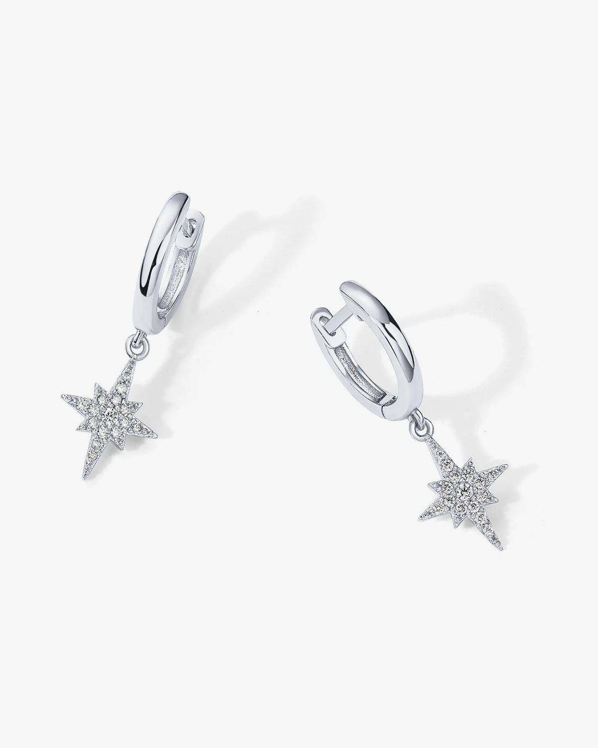 Celestial Huggie Star Dangle Earrings - Gold Plated over Brass - product image