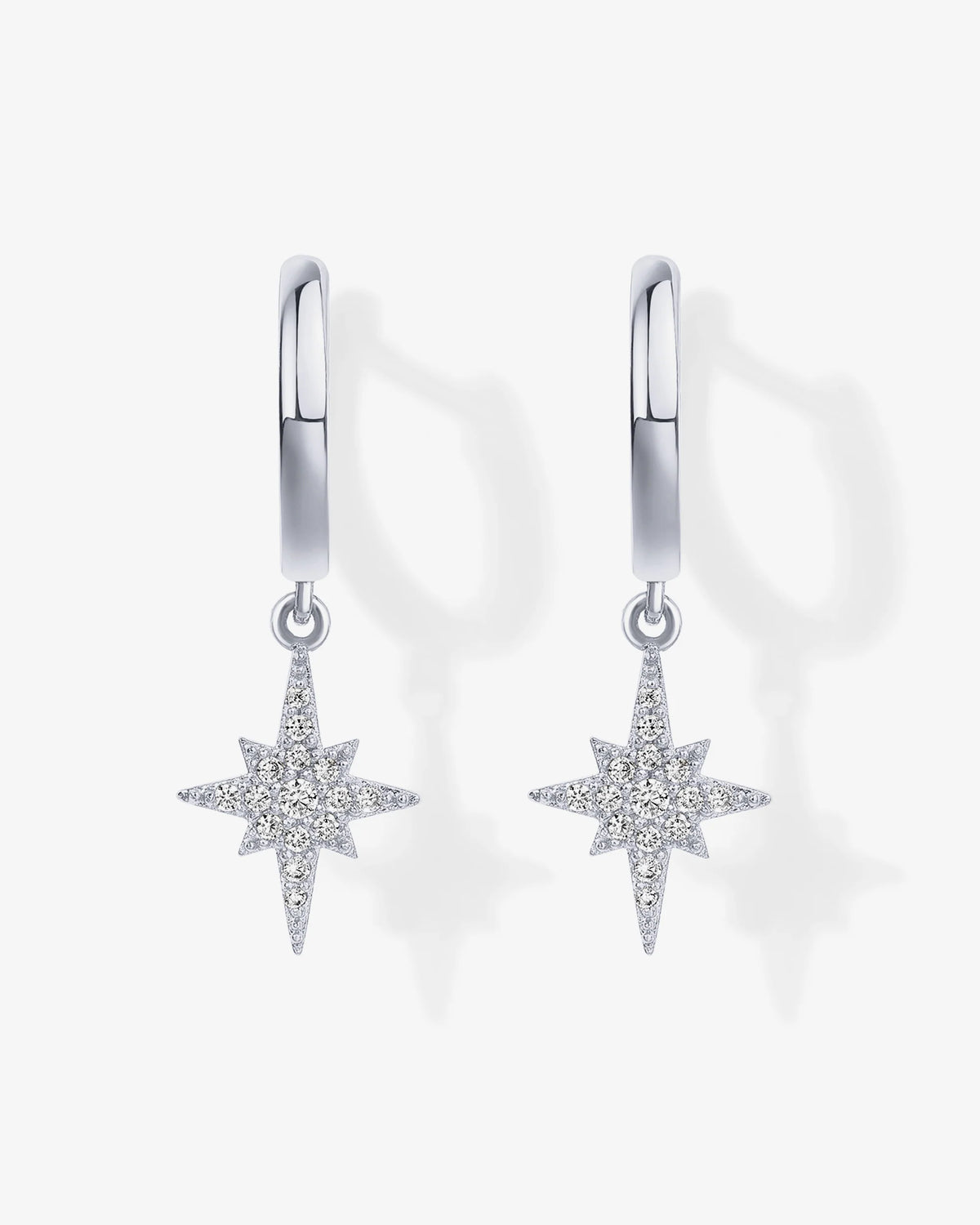 Celestial Huggie Star Dangle Earrings - Gold Plated over Brass - product image