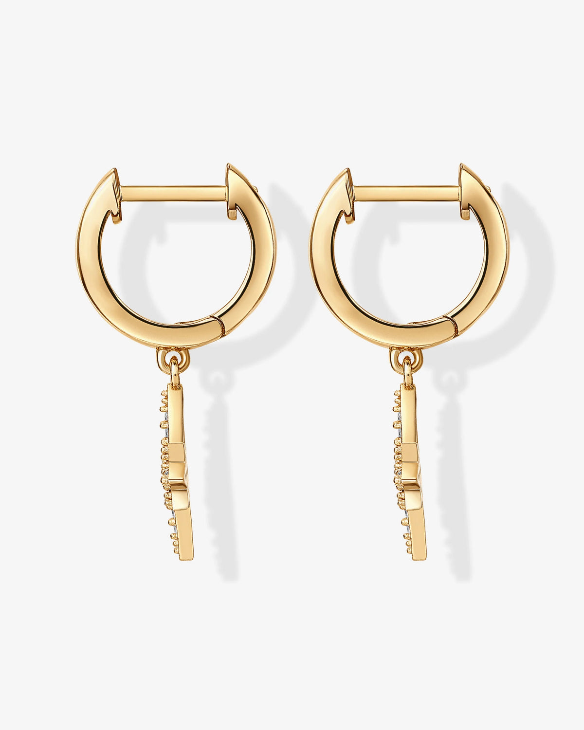 Celestial Huggie Star Dangle Earrings - Gold Plated over Brass - product image