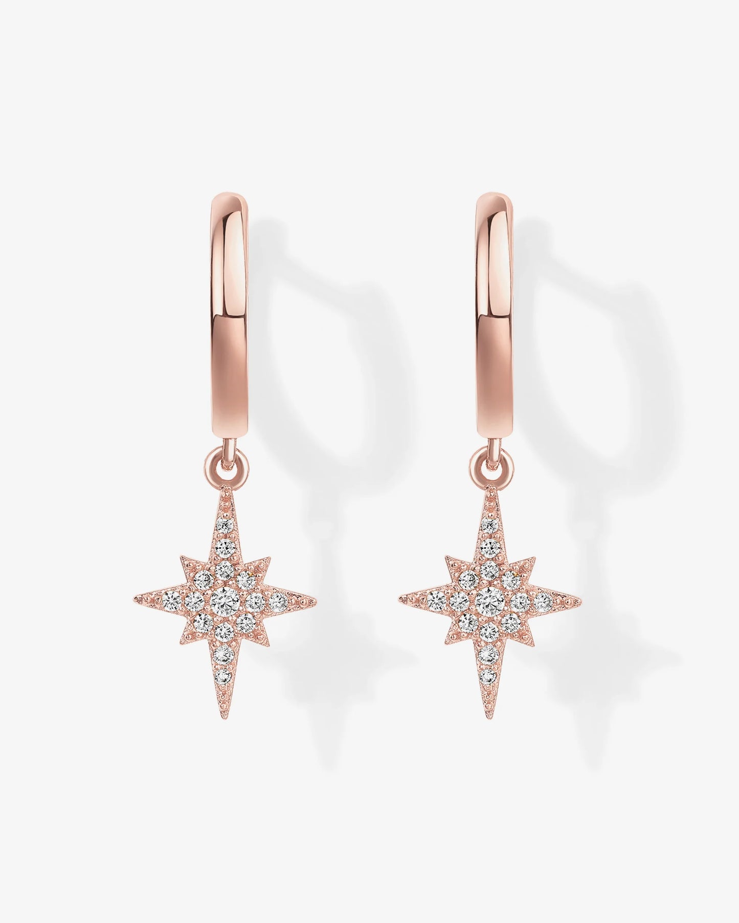 Radmohn Jewelers Celestial Huggie Star Dangle Earrings - 925 Sterling Silver