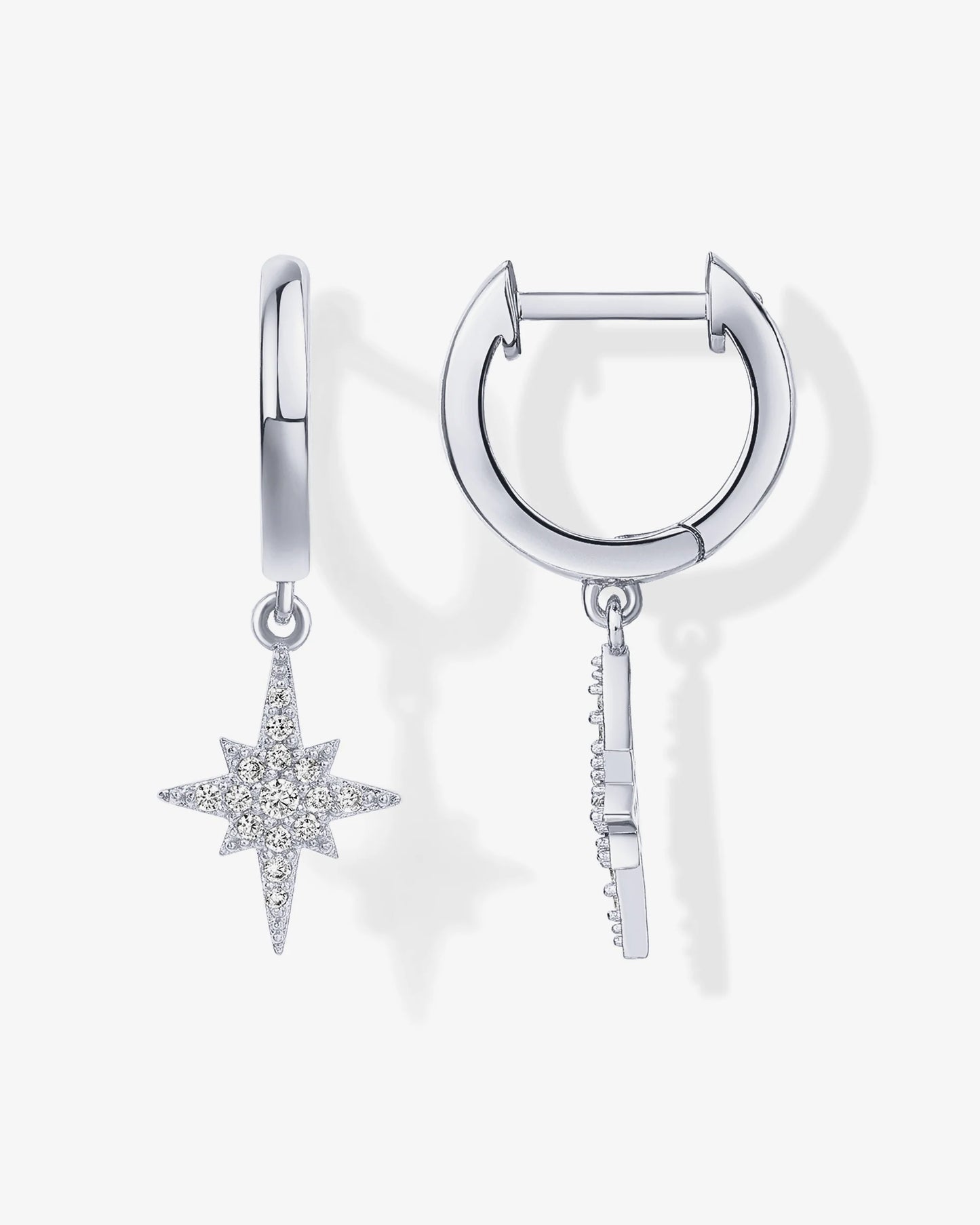 Radmohn Jewelers Celestial Huggie Star Dangle Earrings - 925 Sterling Silver