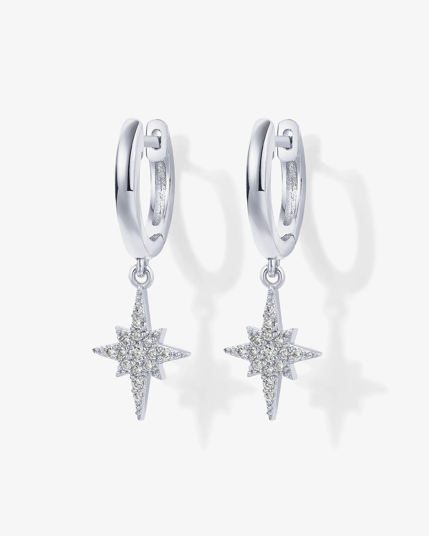 Radmohn Jewelers Celestial Huggie Star Dangle Earrings - 925 Sterling Silver