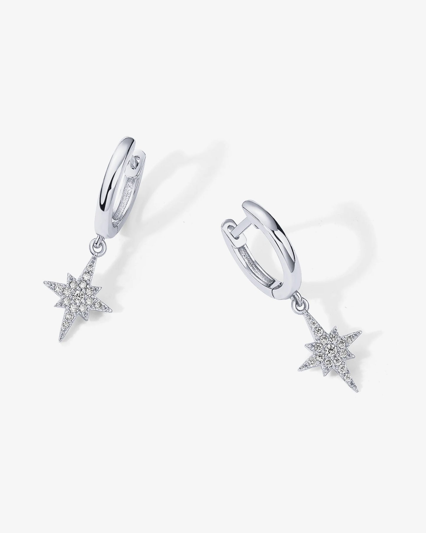 Radmohn Jewelers Celestial Huggie Star Dangle Earrings - 925 Sterling Silver