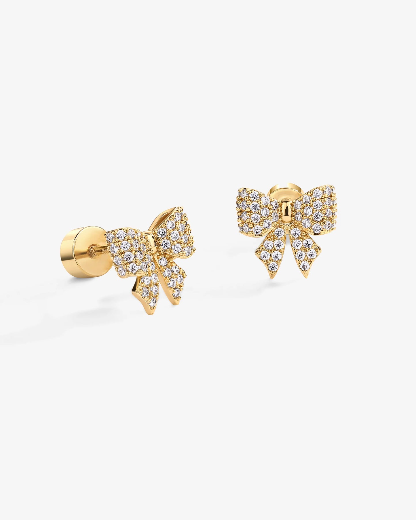 Radmohn Jewelers Coquette Bow Stud Earrings - 14K Gold Plated Flat Back