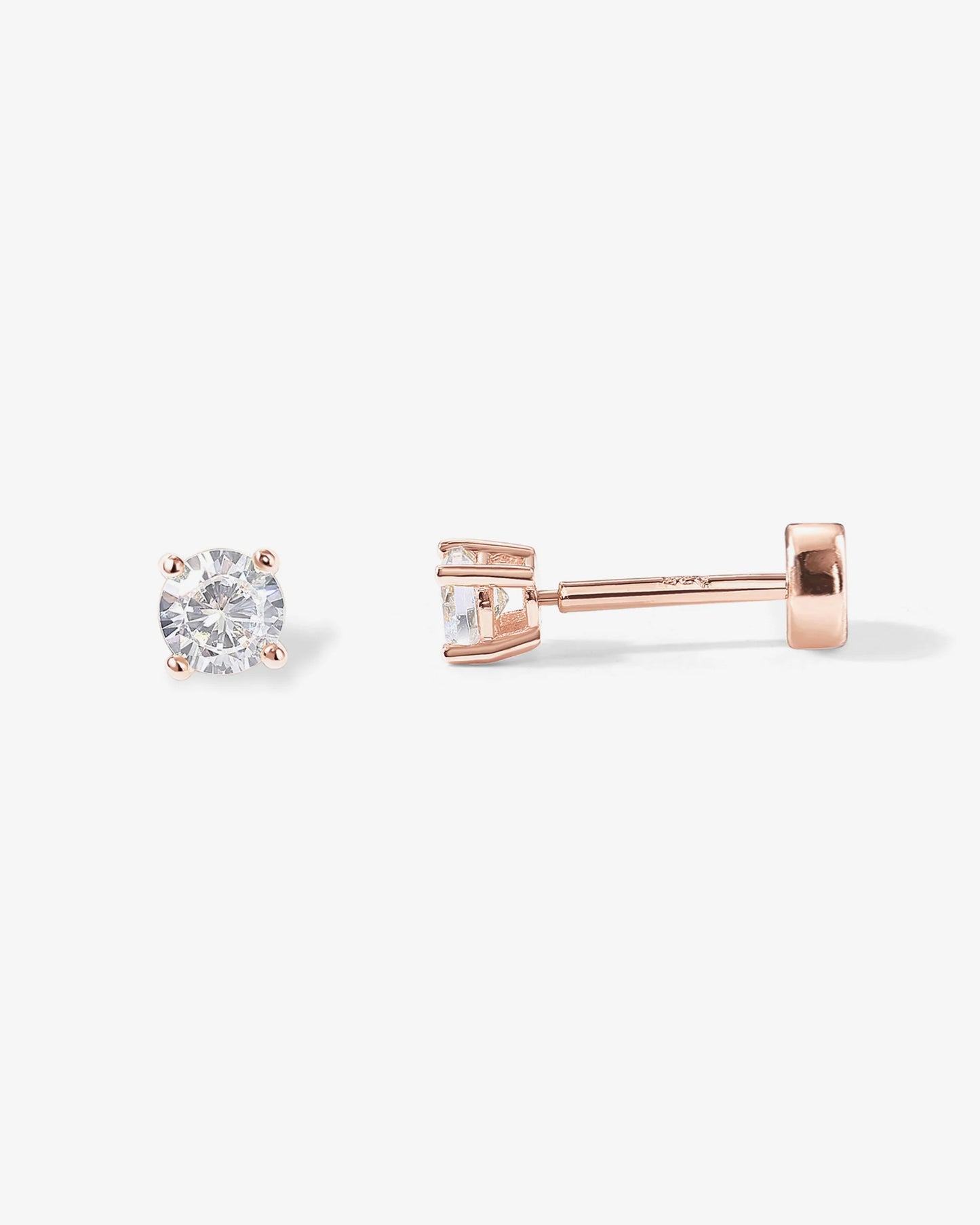 Radmohn Jewelers CZ Flat Back Studs - 14K Gold Plated Screw Back Earrings