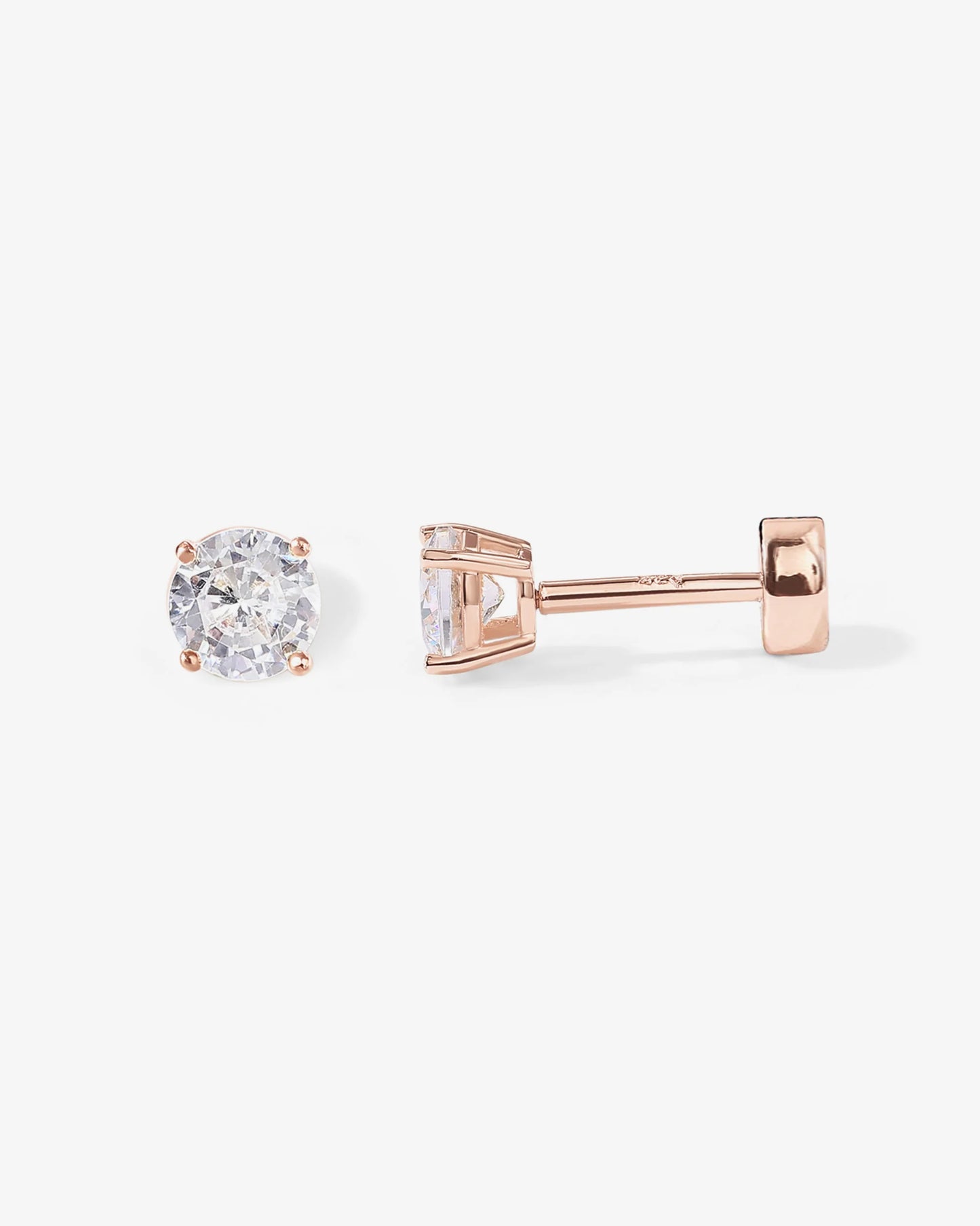 Radmohn Jewelers CZ Flat Back Studs - 14K Gold Plated Screw Back Earrings