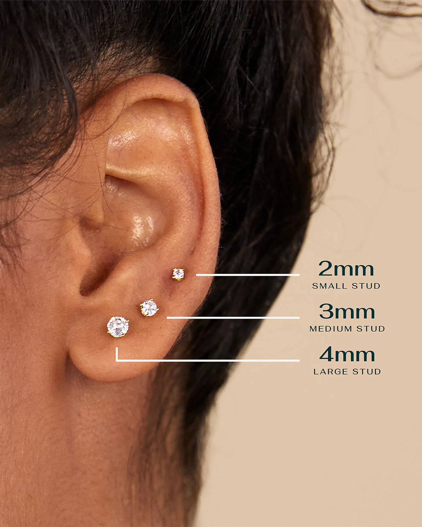 Radmohn Jewelers CZ Flat Back Studs - 14K Gold Plated Screw Back Earrings