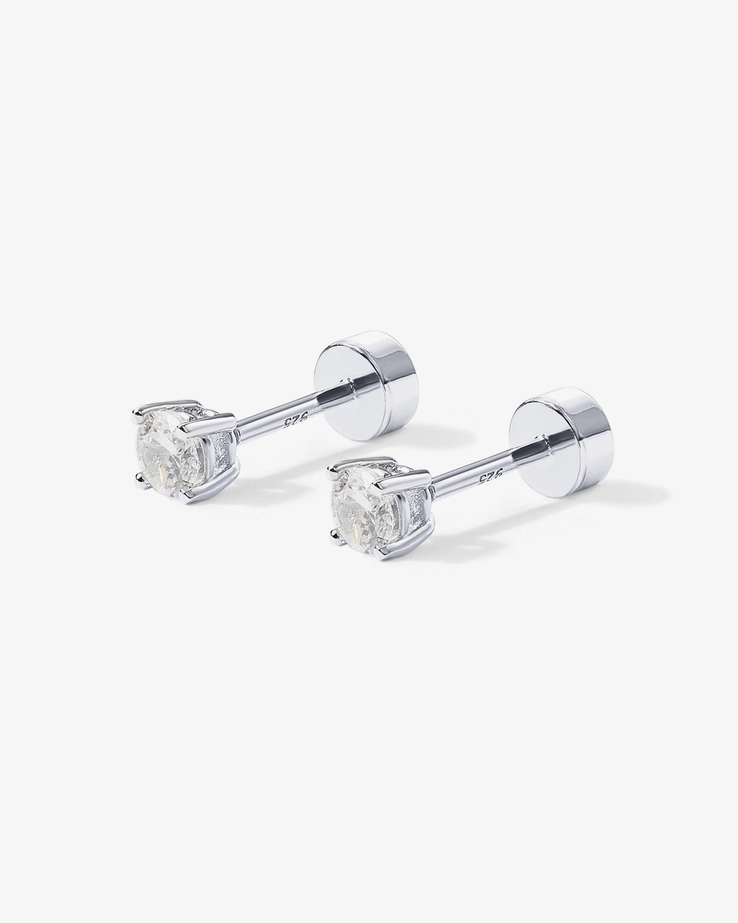 Radmohn Jewelers CZ Flat Back Studs - 14K Gold Plated Screw Back Earrings