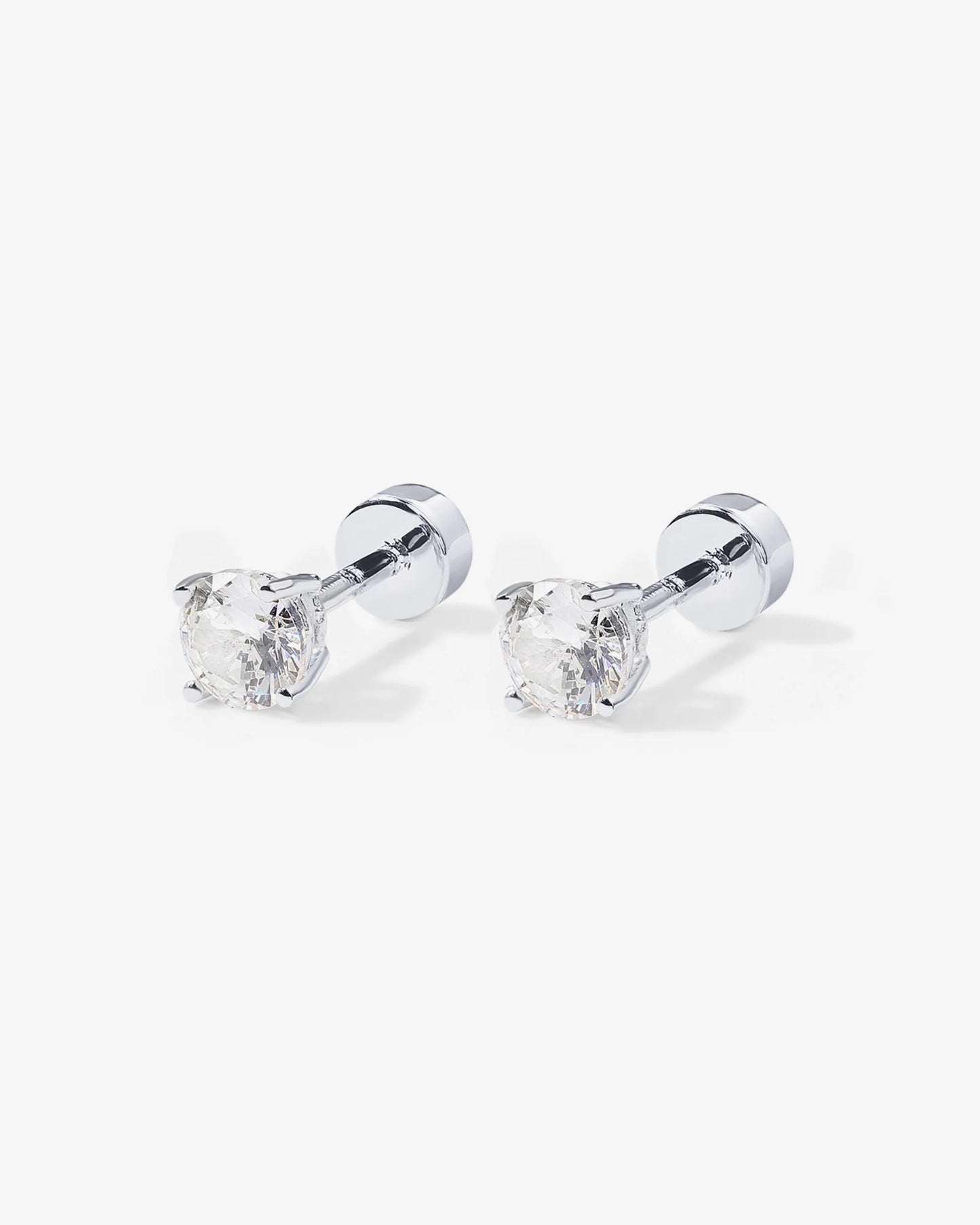 Radmohn Jewelers CZ Flat Back Studs - 14K Gold Plated Screw Back Earrings