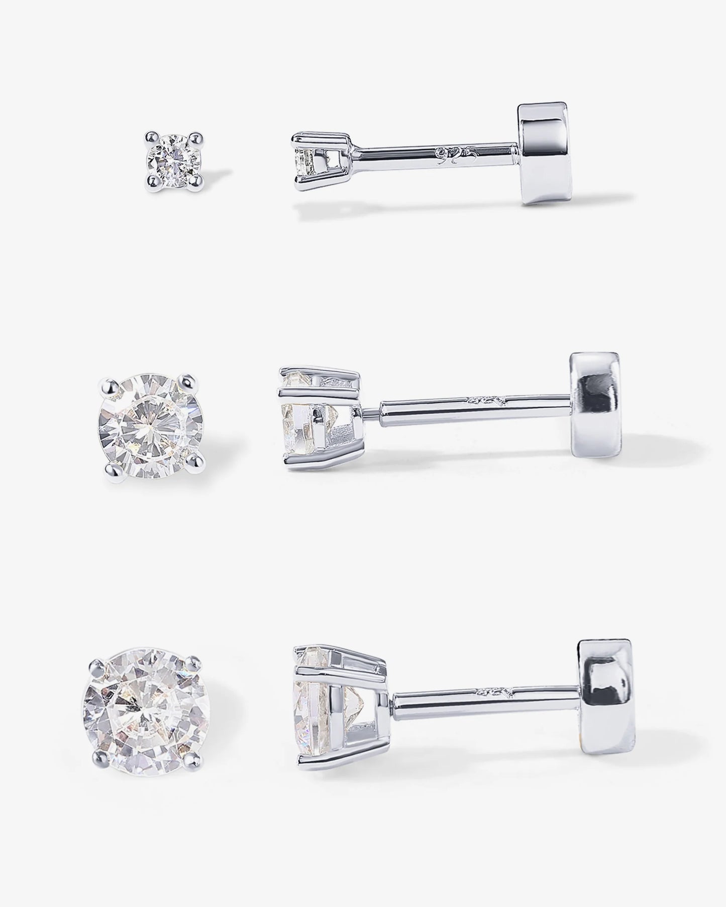 Radmohn Jewelers CZ Flat Back Studs - 14K Gold Plated Screw Back Earrings
