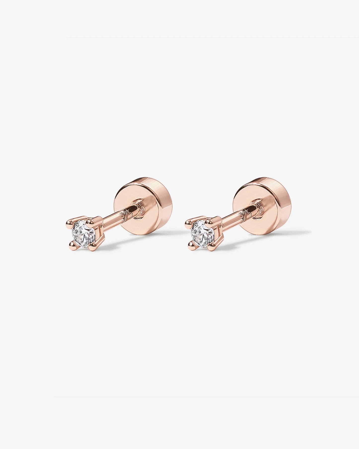Radmohn Jewelers CZ Flat Back Studs - 14K Gold Plated Screw Back Earrings