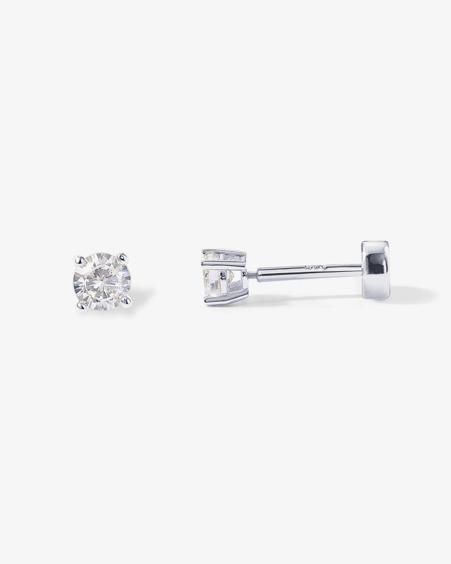 Radmohn Jewelers CZ Flat Back Studs - 14K Gold Plated Screw Back Earrings