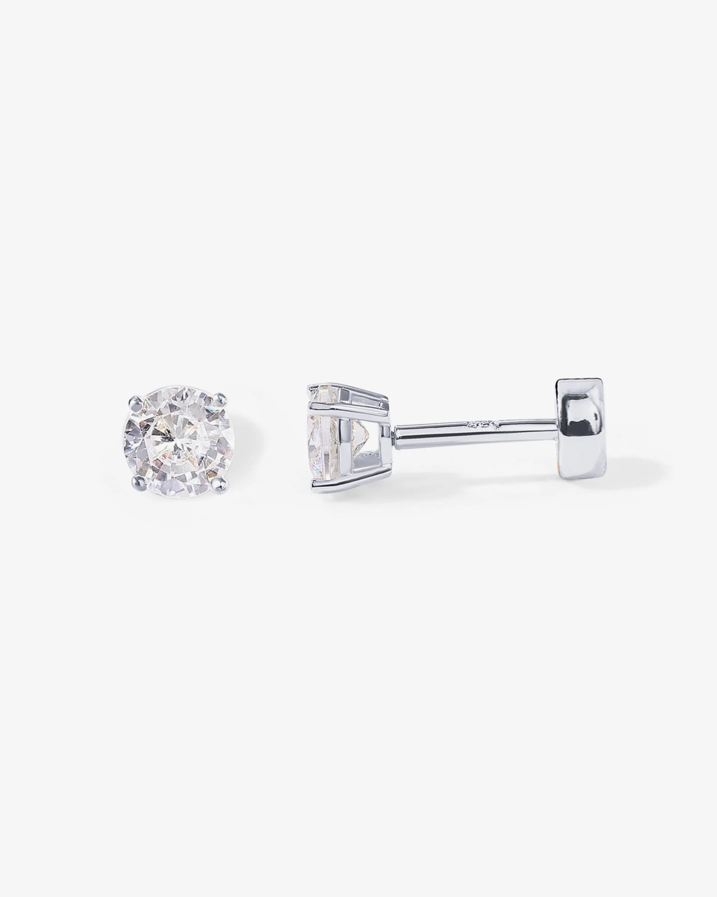 Radmohn Jewelers CZ Flat Back Studs - 14K Gold Plated Screw Back Earrings