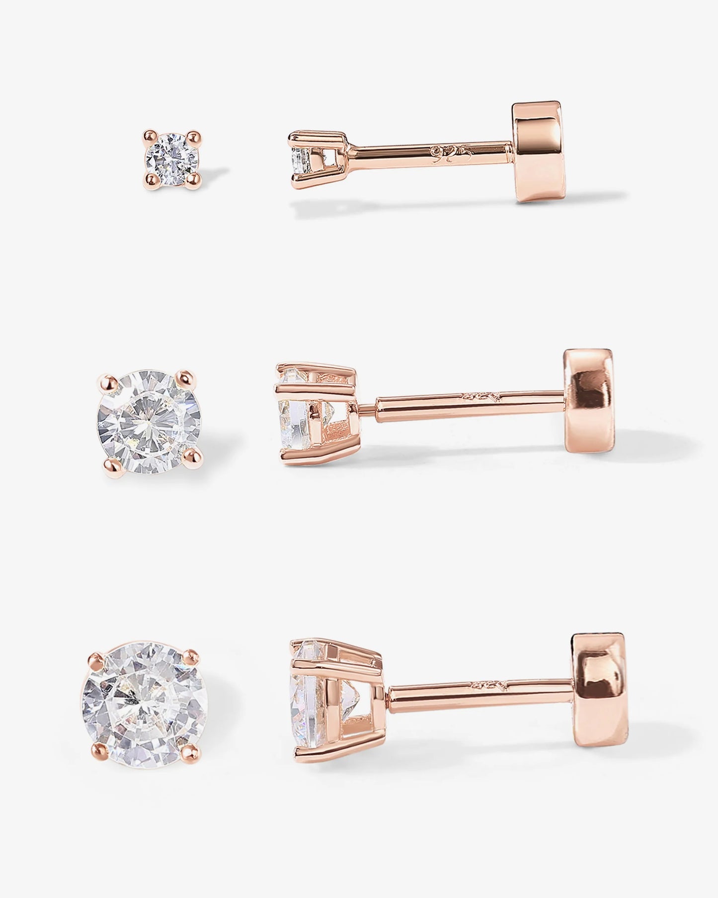 Radmohn Jewelers CZ Flat Back Studs - 14K Gold Plated Screw Back Earrings