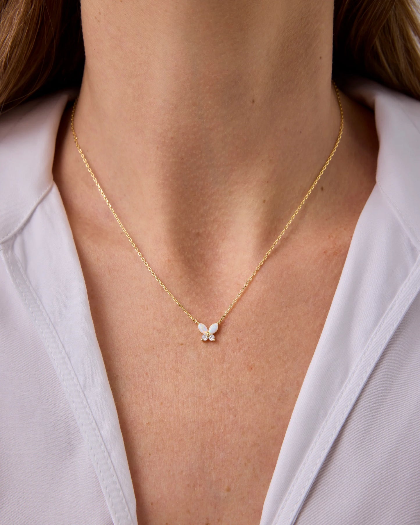Radmohn Jewelers Butterfly Pendant Necklace - 14K Gold Plated CZ
