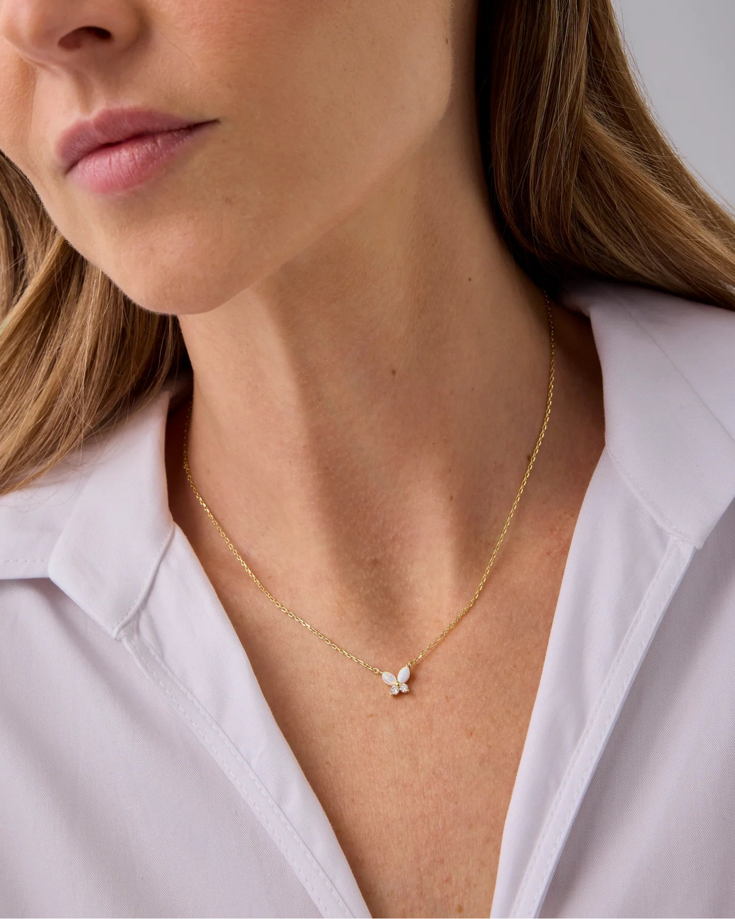Radmohn Jewelers Butterfly Pendant Necklace - 14K Gold Plated CZ