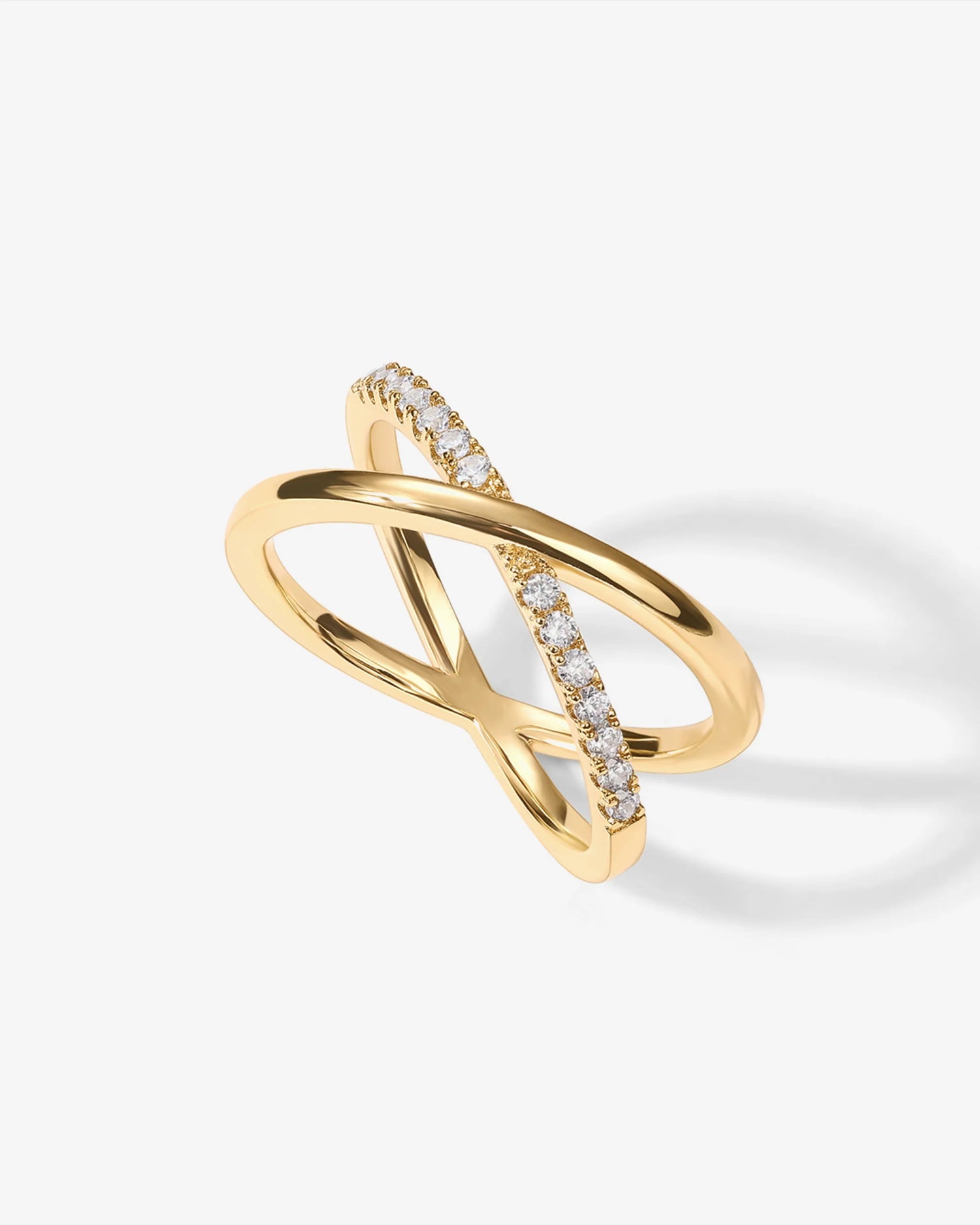 Radmohn jewelers Julie Cross crossover ring with cubic zirconia stones