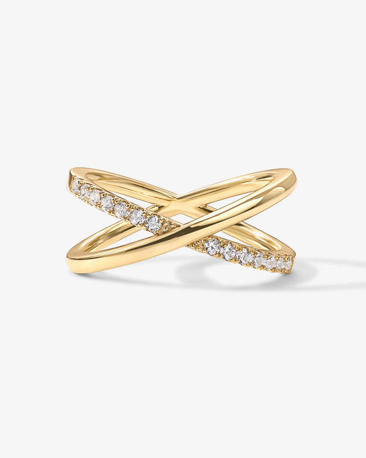 Radmohn Jewelers Cross Crossover Ring - Premium CZ Gold Plated