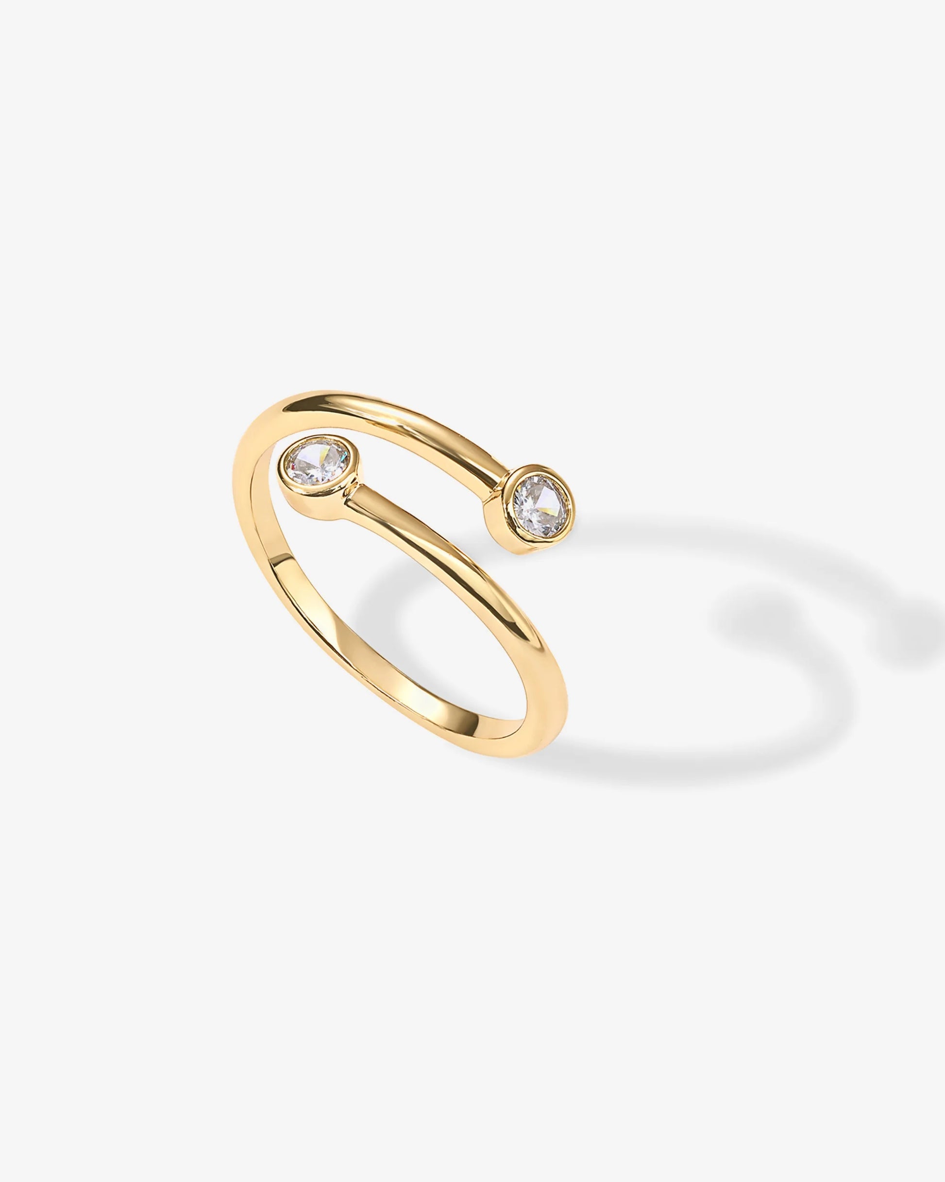 Radmohn jewelers open bezel ring with cubic zirconia in gold plate