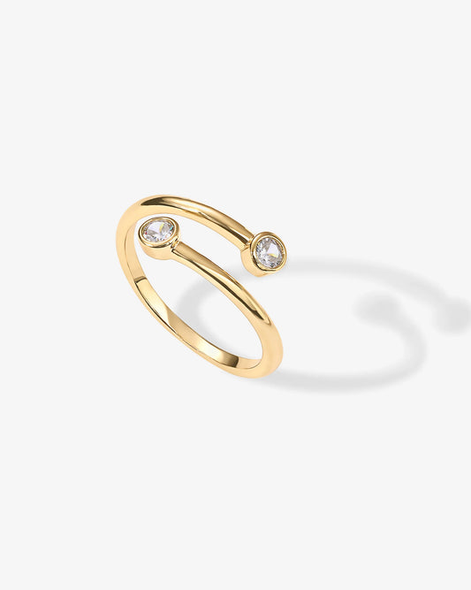 Radmohn jewelers open bezel ring with cubic zirconia in gold plate
