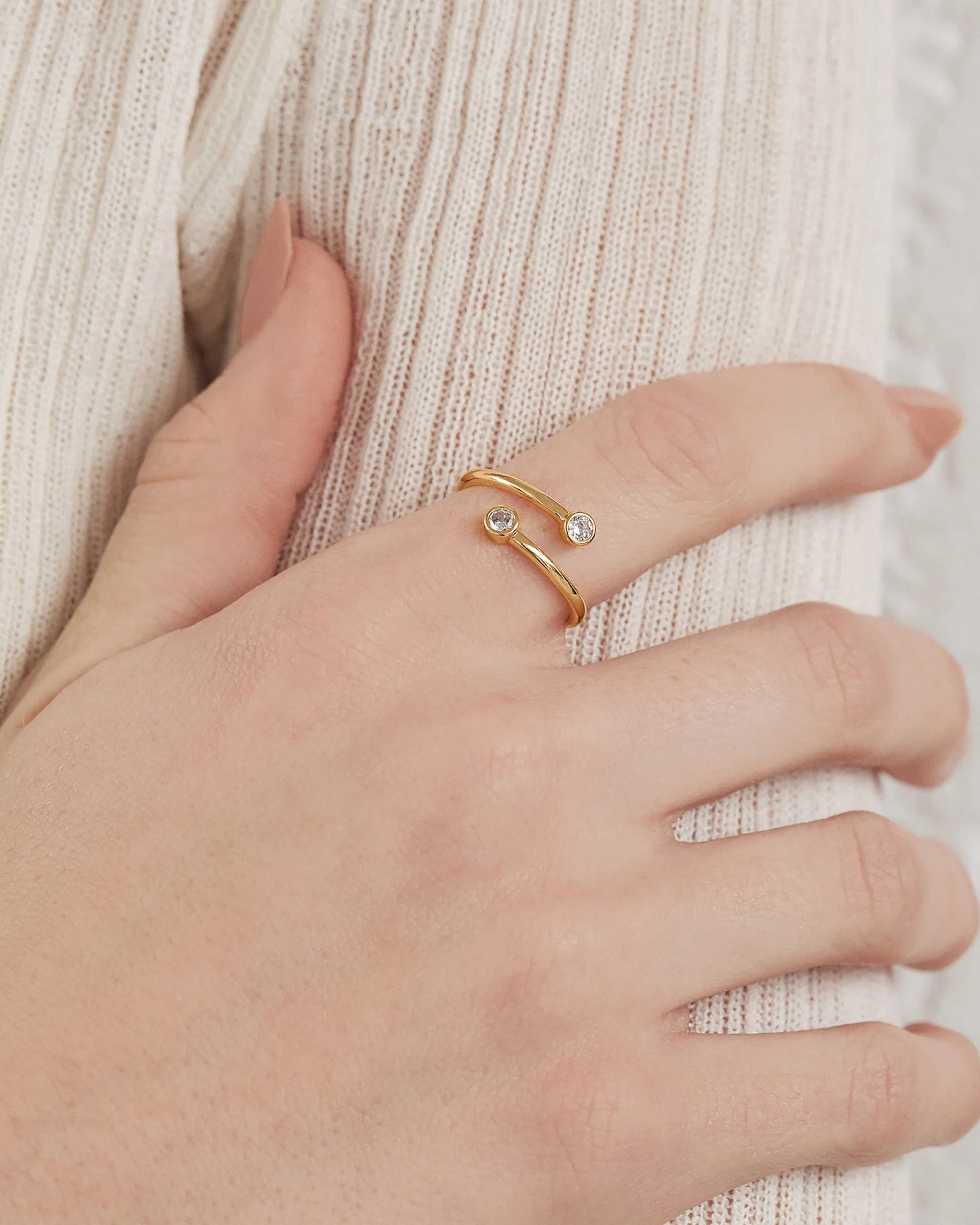 Radmohn Jewelers Open Bezel CZ Ring - 14K Gold Plated Stackable