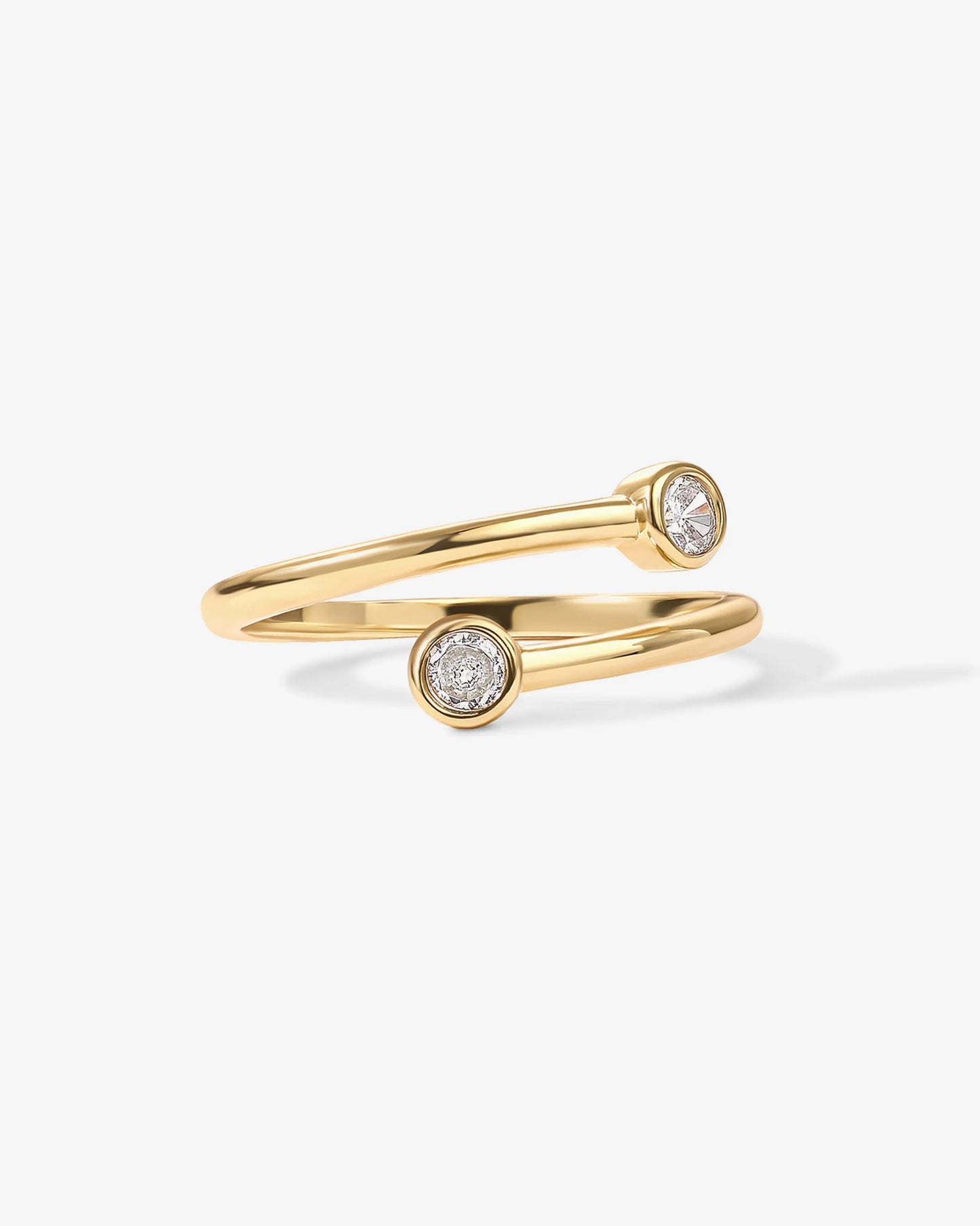 Radmohn Jewelers Open Bezel CZ Ring - 14K Gold Plated Stackable