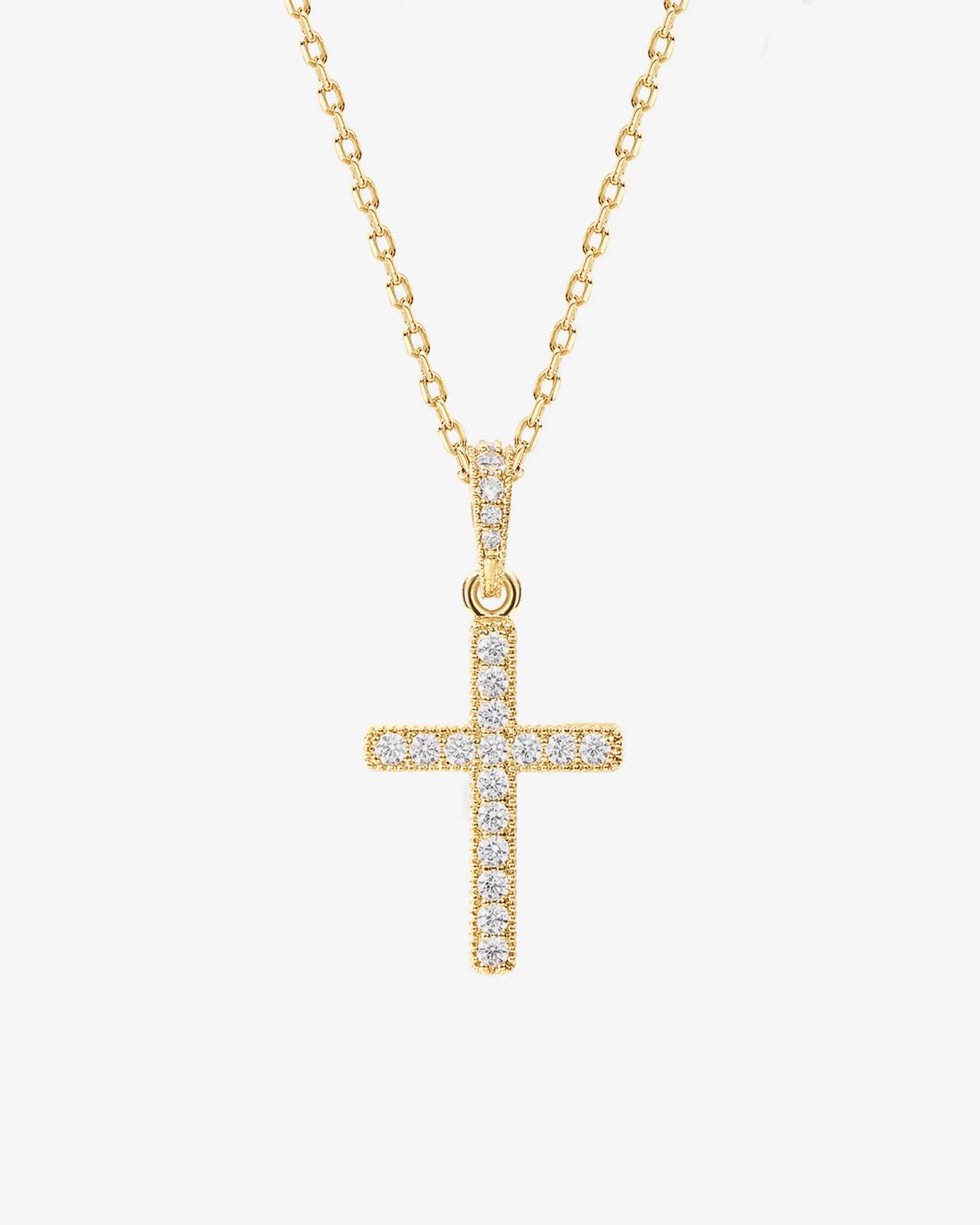 Radmohn jewelers Pavé Cross Necklace with Cubic Zirconia Gold Plated