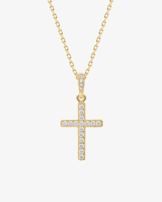 Radmohn jewelers Pavé Cross Necklace with Cubic Zirconia Gold Plated