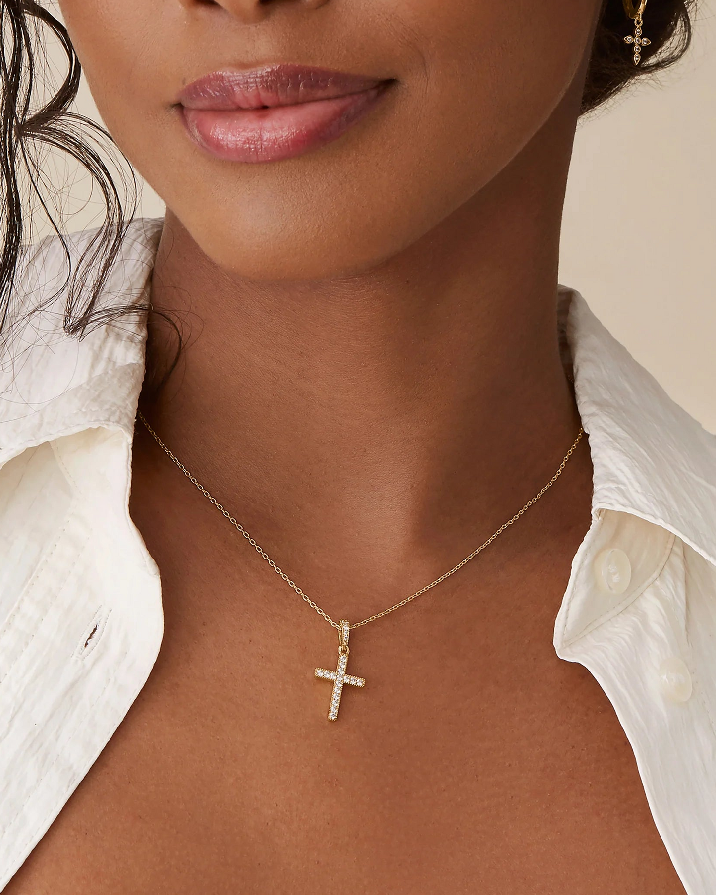 Radmohn Jewelers Pavé Cross Necklace - CZ Gold Plated Pendant