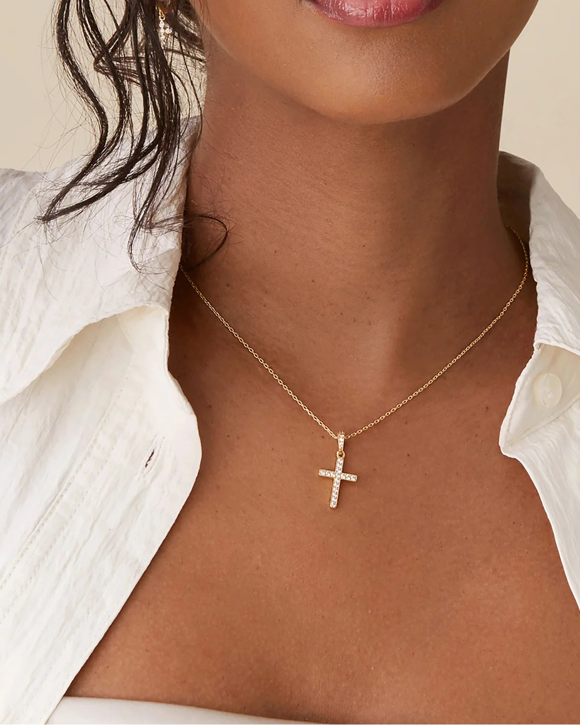 Radmohn Jewelers Pavé Cross Necklace - CZ Gold Plated Pendant