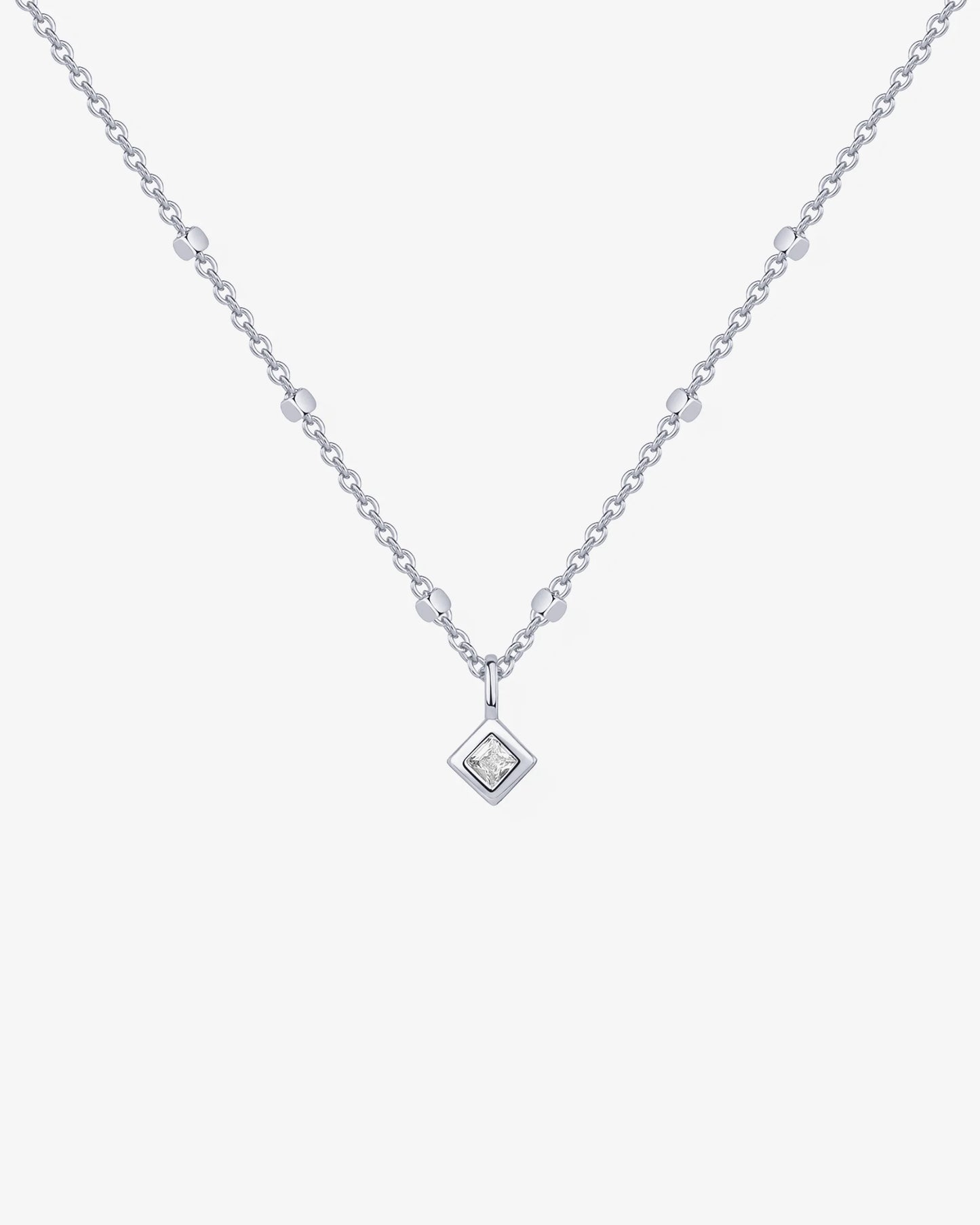 Radmohn Jewelers Square Chain Princess Pendant Necklace - Gold & Rhodium Plated