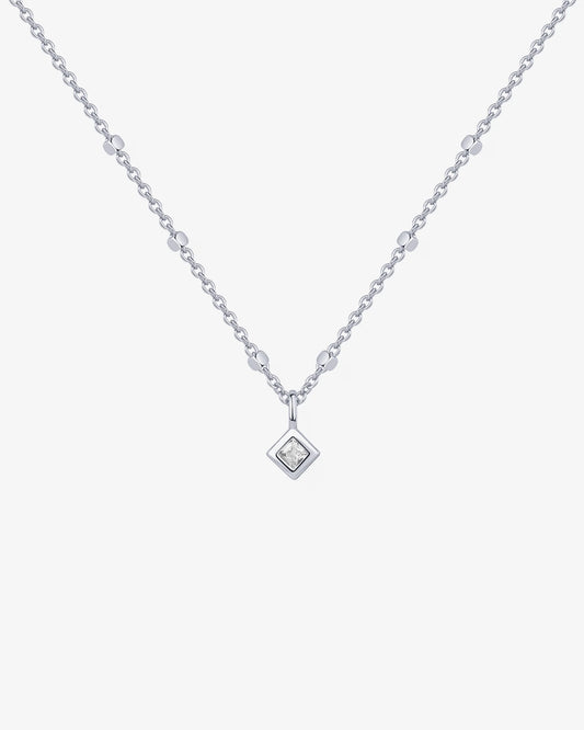 Radmohn Jewelers Square Chain Princess Pendant Necklace - Gold & Rhodium Plated