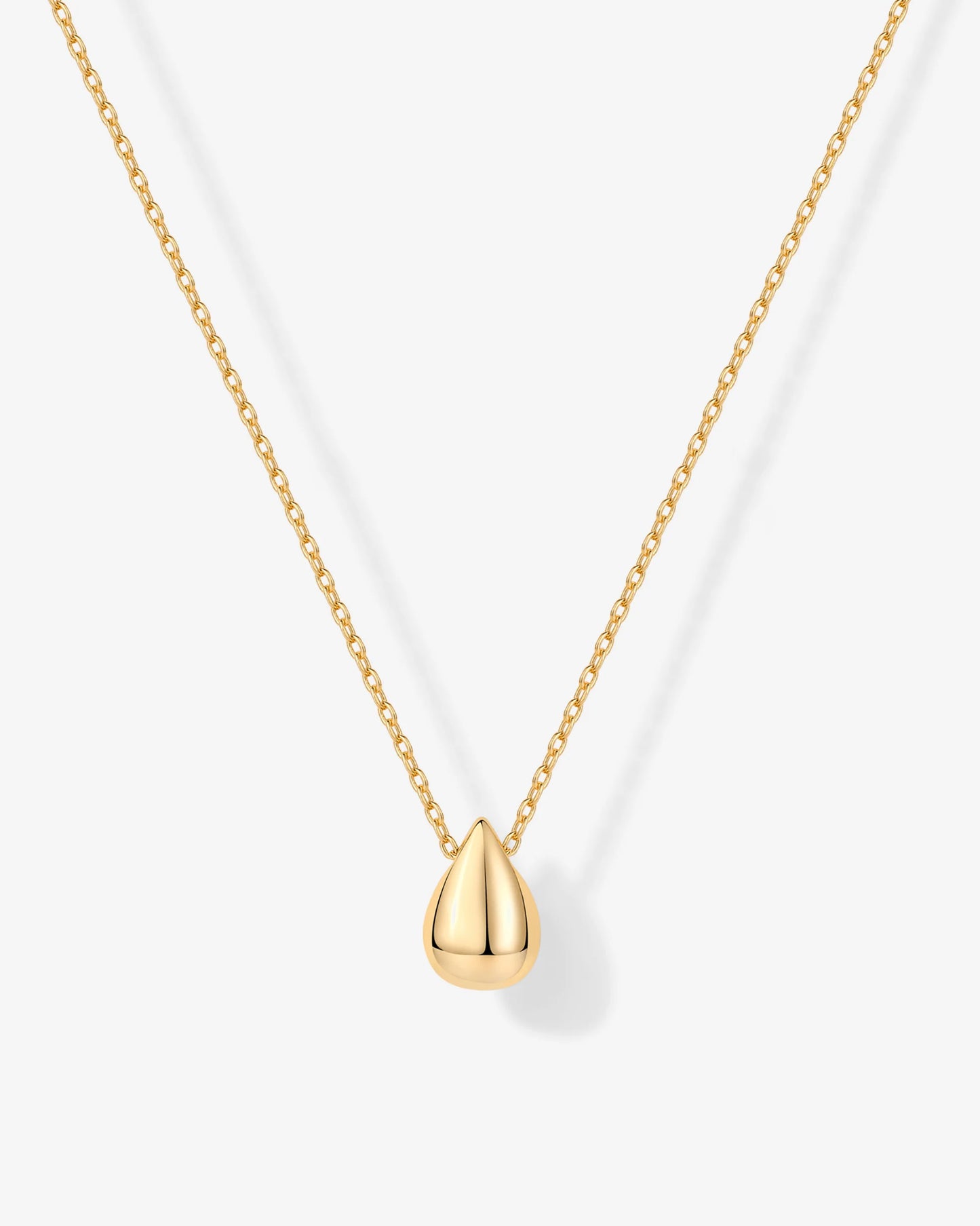 Radmohn jewelers Tear Pendant Necklace - 14K Gold Plated Minimalist Teardrop Pendant on Box Chain