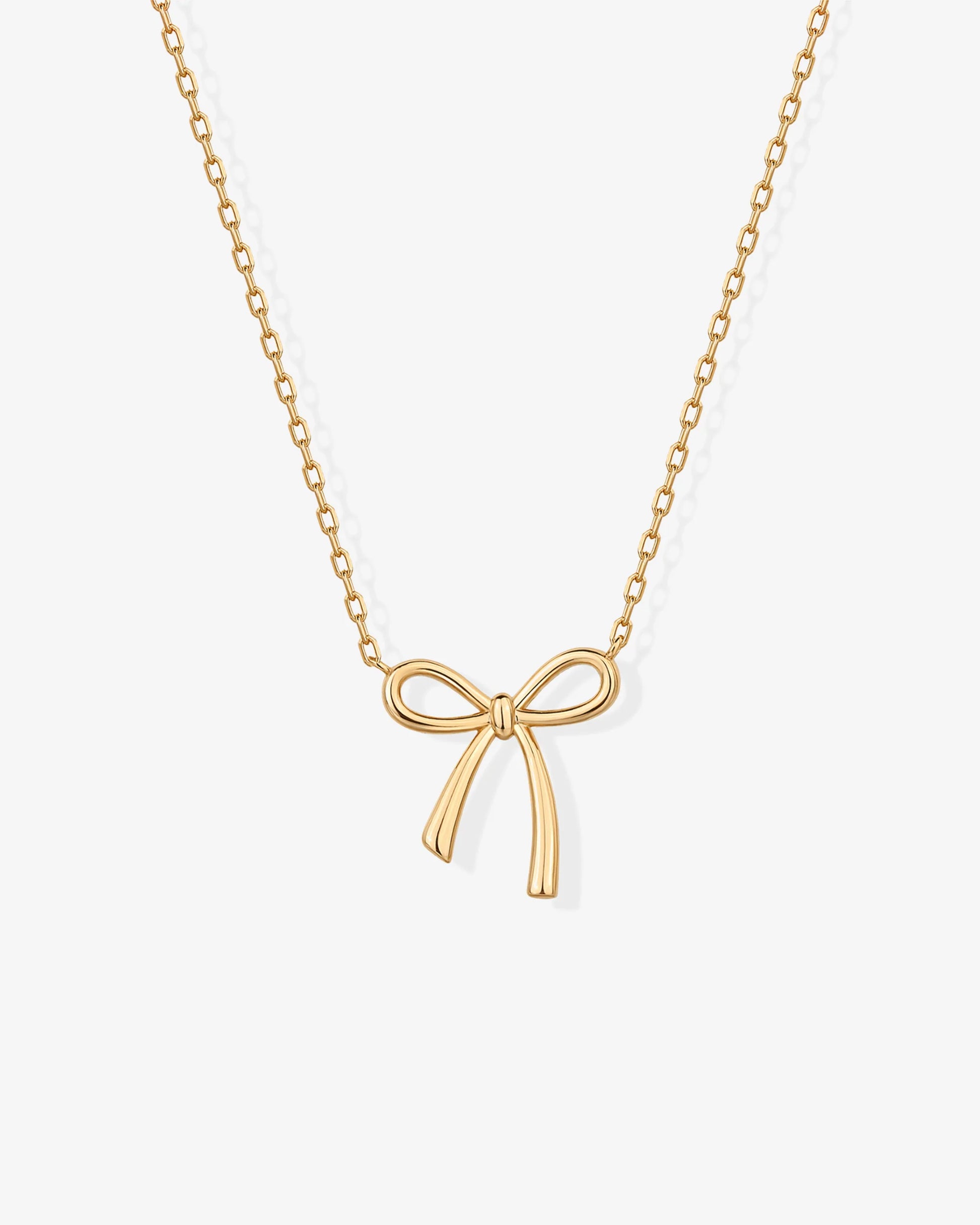 Radmohn jewelers Tied Up Bow Necklace - 14K gold-plated pendant necklace with delicate bow design