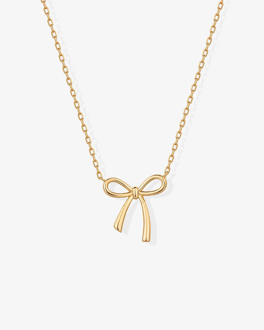 Radmohn jewelers Tied Up Bow Necklace - 14K gold-plated pendant necklace with delicate bow design